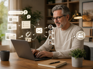 Marketer using searchable content and email marketing to grow an audience online.
