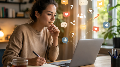 Beginner marketer planning how to create engaging content that gets more likes, comments, shares, and saves.