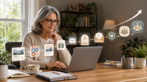 Mature beginner marketer using proven lead generation strategies to attract qualified leads and grow an email list.