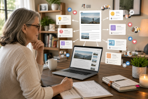 One blog article being repurposed into several social media posts, tips and audience conversations.
