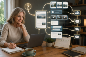 One audience question being transformed into blog content, emails, social posts, videos and lead-generating marketing assets.
