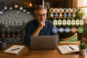 Marketer comparing passive followers with a smaller engaged audience that produces customers and sales.