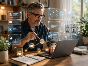 4230726 A mature marketer using AI tools to support content creation while adding personal experience and human judgement.
