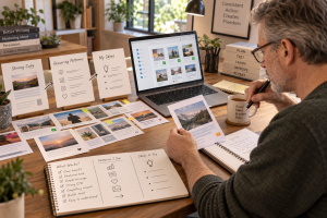 Mature marketer studying successful copy and building a swipe file to improve copywriting skills.
