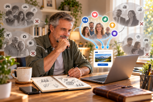 Mature marketer choosing the right target audience before launching a paid advertising campaign.