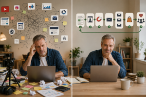 3050926 Mature beginner marketer replacing random marketing tactics with a connected repeatable customer journey.