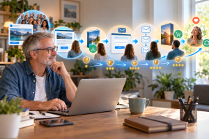 Mature beginner comparing paid advertising tests and using campaign data to improve results.

