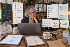4240926 Experienced retiree offering freelance and consulting services online from home.