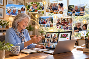 Mature internet user joining online communities based around shared interests and hobbies.
